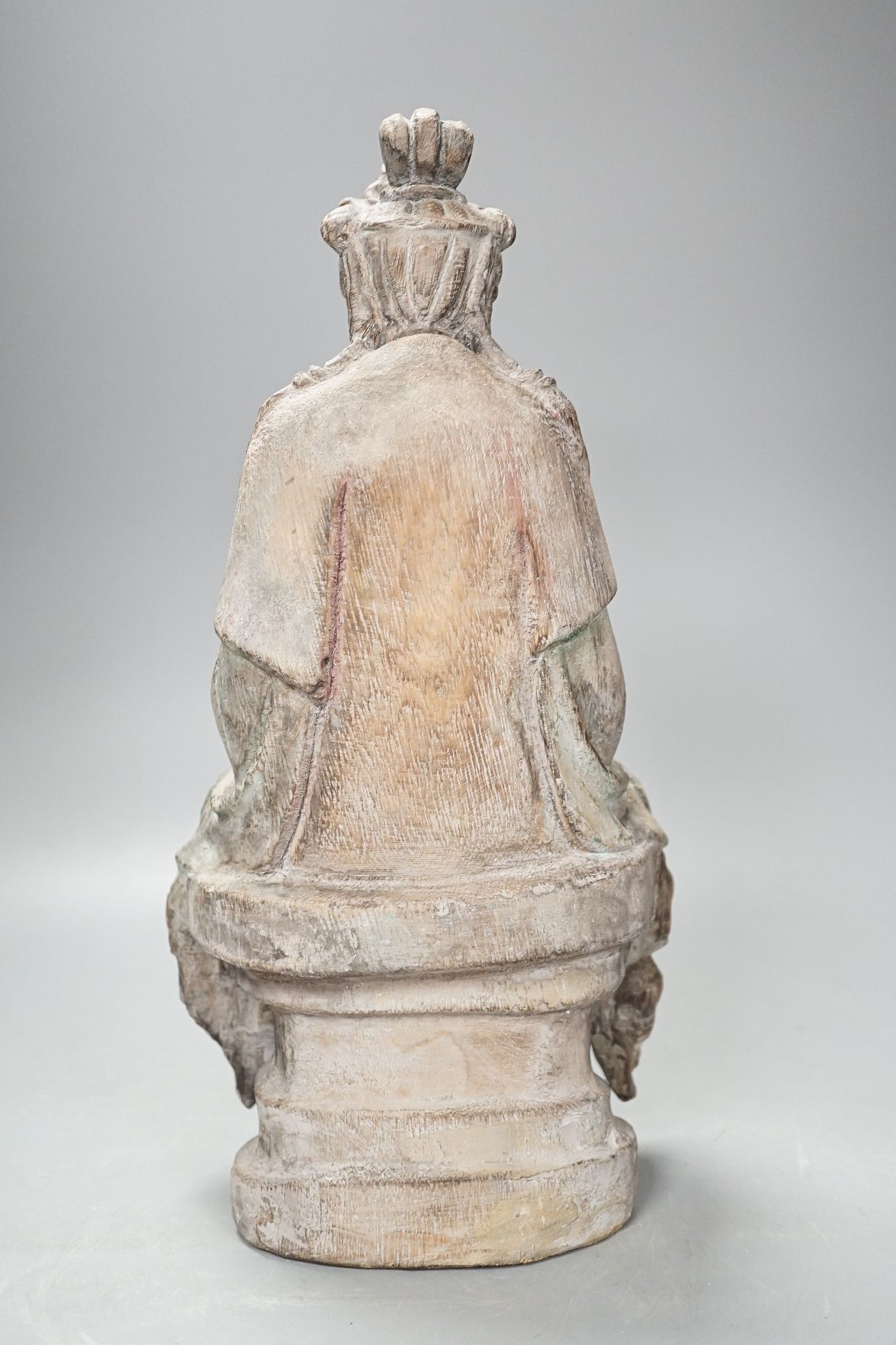 A Chinese carved wood figure of Guanyin, 35cm